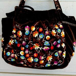 Christian Livingston Velvet Shoulder Bag